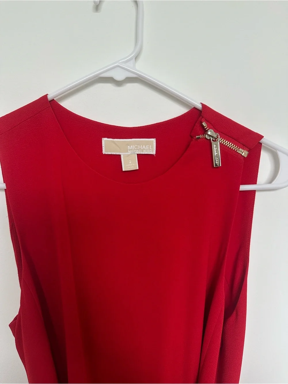 Michael Kors Red Belted Wide Leg Jumpsuit Size 2 Gold Zip Sleeveless